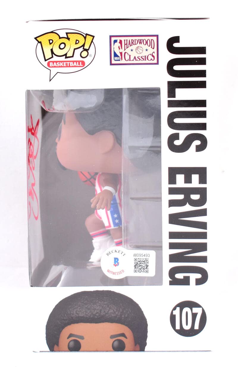 Julius Erving Autographed New York Nets Funko Pop Figurine #107- Beckett W Holo