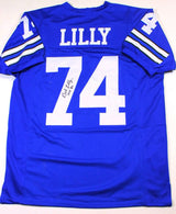 Bob Lilly Autographed Blue Pro Style Jersey w/ HOF '80- JSA Witnessed Auth *7