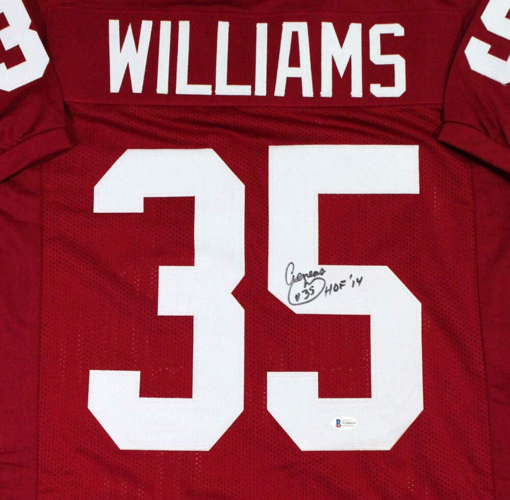 Aeneas Williams Autographed Dark Red Pro Style Jersey w/ HOF - Beckett W Auth *5