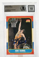 1986-87 Fleer #89 Kurt Rambis Auto Los Angles Lakers BAS Autograph 10