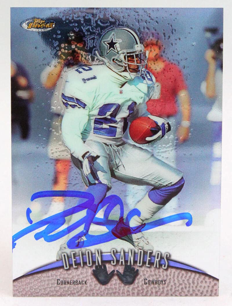 1998 Topps Finest #36 Deion Sanders Cowboys Autograph Beckett Witness