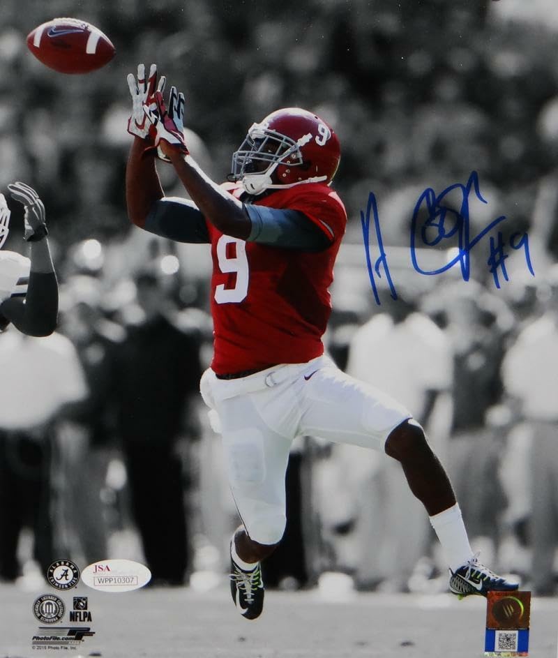 Amari Cooper Autographed Alabama 8x10 B&W Color Catch PF Photo- JSA W Auth *Blue