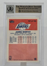 1986-87 Fleer #131 James Worthy Auto Los Angeles Lakers BAS Autograph 10