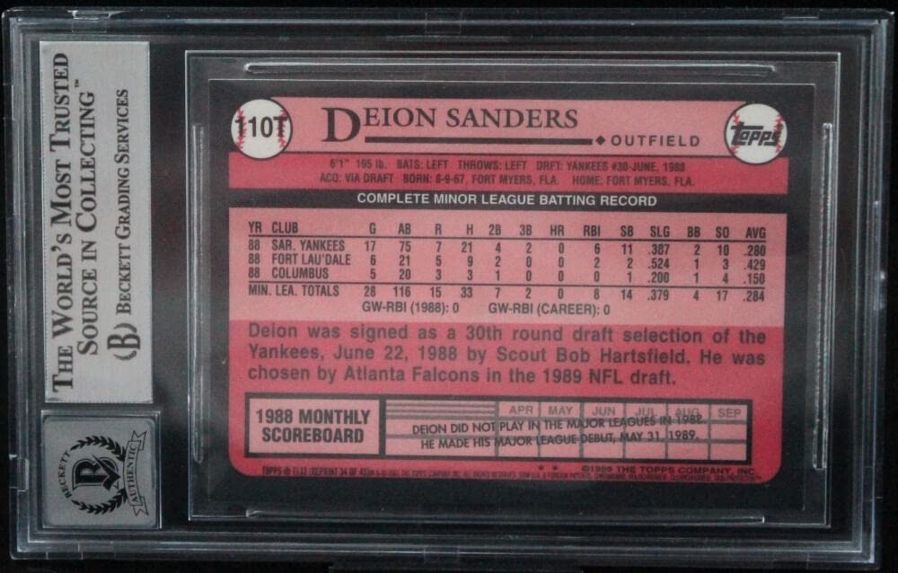 2001 Topps Chrome Traded #T133 Deion Sanders Auto Yankees BAS Autograph 10