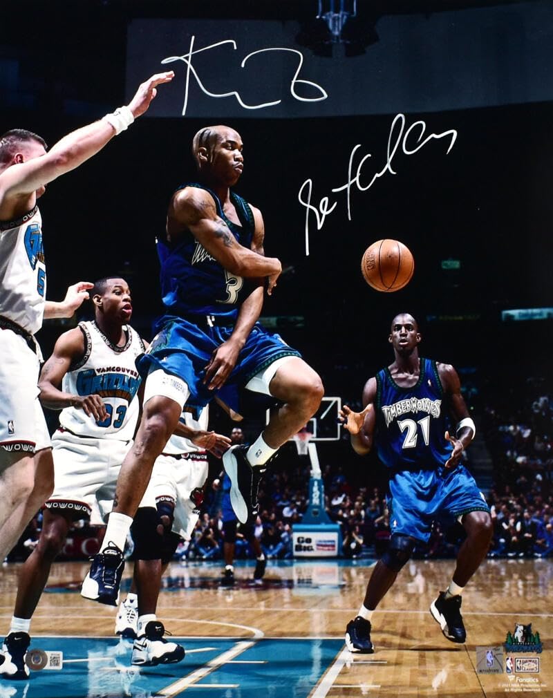 Kevin Garnett Stephon Marbury Signed Timberwolves 16x20 Pass Photo-BeckettW Holo