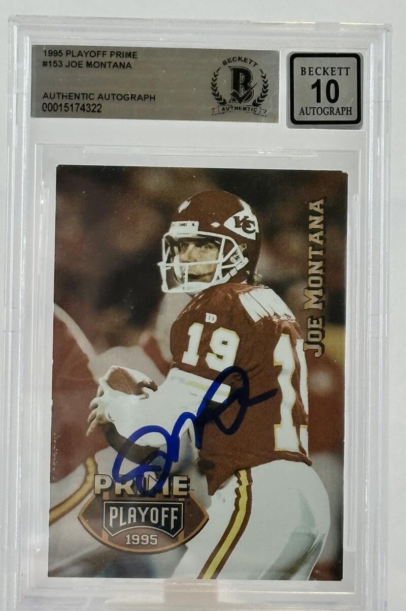 1995 Playoff Prime #153 Joe Montana Auto Kansas City Chiefs BAS Autograph 10