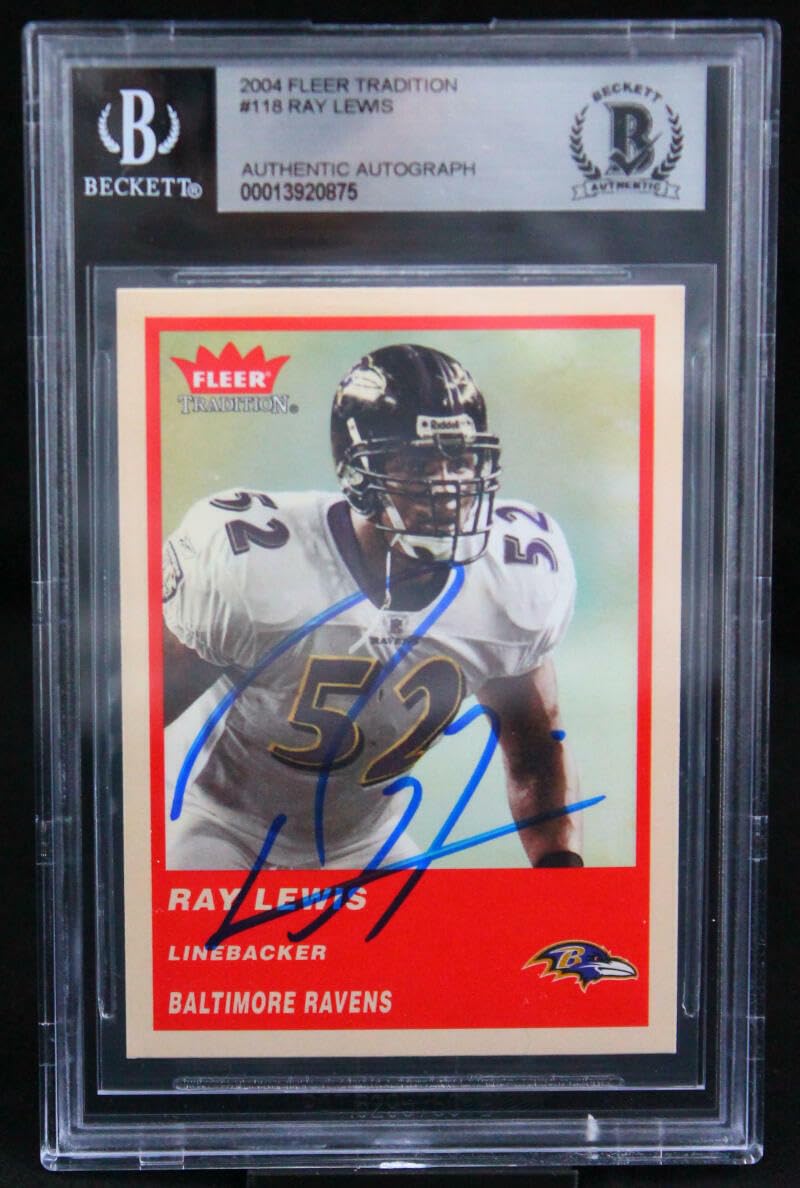 2004 Fleer Tradition #118 Ray Lewis Ravens BAS Autograph 10