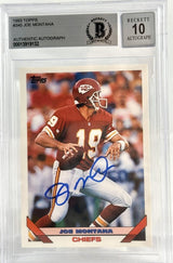 1993 Topps #340 Joe Montana Auto Kansas City Chiefs BAS Autograph 10