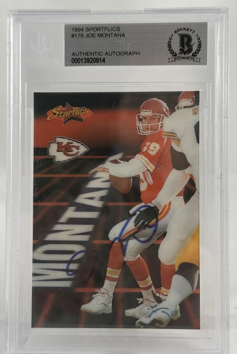 1994 Sportflics #176 Joe Montana Auto Kansas City Chiefs BAS Autograph