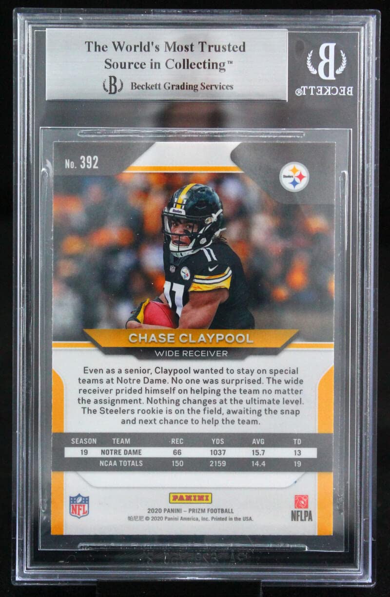 2020 Panini Prizm #392 Chase Claypool Pittsburgh Steelers BAS Auto 10