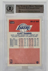 1986-87 Fleer #89 Kurt Rambis Auto Los Angles Lakers BAS Autograph 10