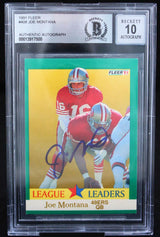 1991 Fleer #408 Joe Montana Auto San Francisco 49ers BAS Autograph 10