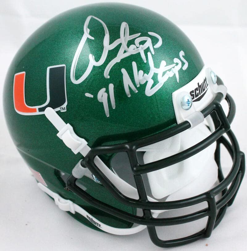 Warren Sapp Autographed Miami Hurricanes Schutt Mini Helmet w/insc.-BAW Hologram