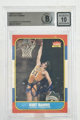 1986-87 Fleer #89 Kurt Rambis Auto Los Angles Lakers BAS Autograph 10