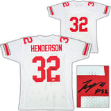 Ohio State Buckeyes TreVeyon Henderson Autographed White Jersey Beckett BAS QR Stock #206000