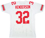 Ohio State Buckeyes TreVeyon Henderson Autographed White Jersey Beckett BAS QR Stock #206000