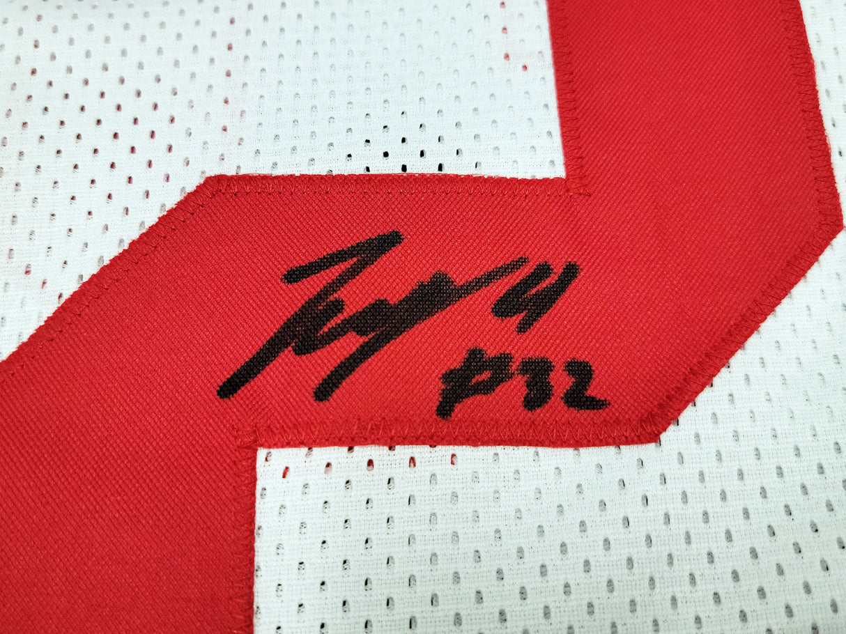 Ohio State Buckeyes TreVeyon Henderson Autographed White Jersey Beckett BAS QR Stock #206000