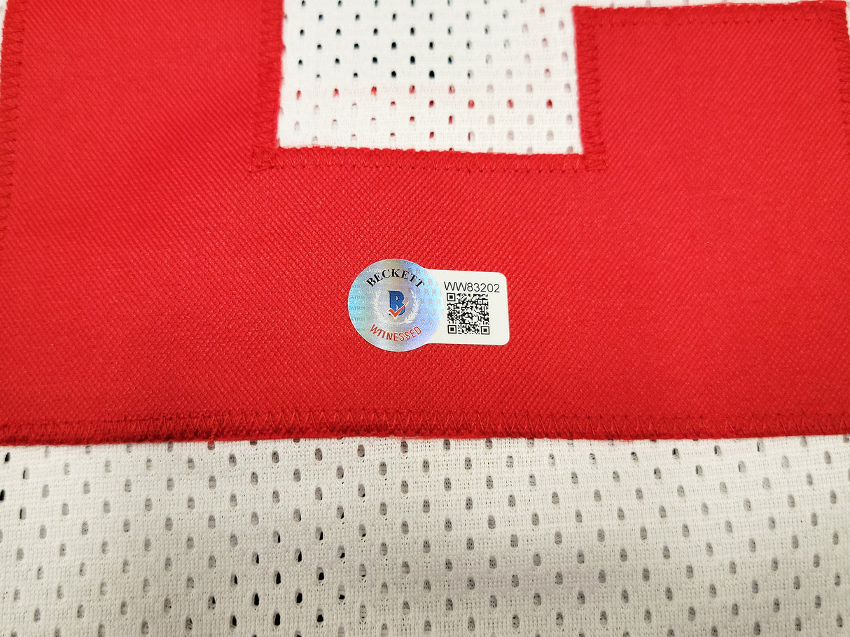 Ohio State Buckeyes TreVeyon Henderson Autographed White Jersey Beckett BAS QR Stock #206000