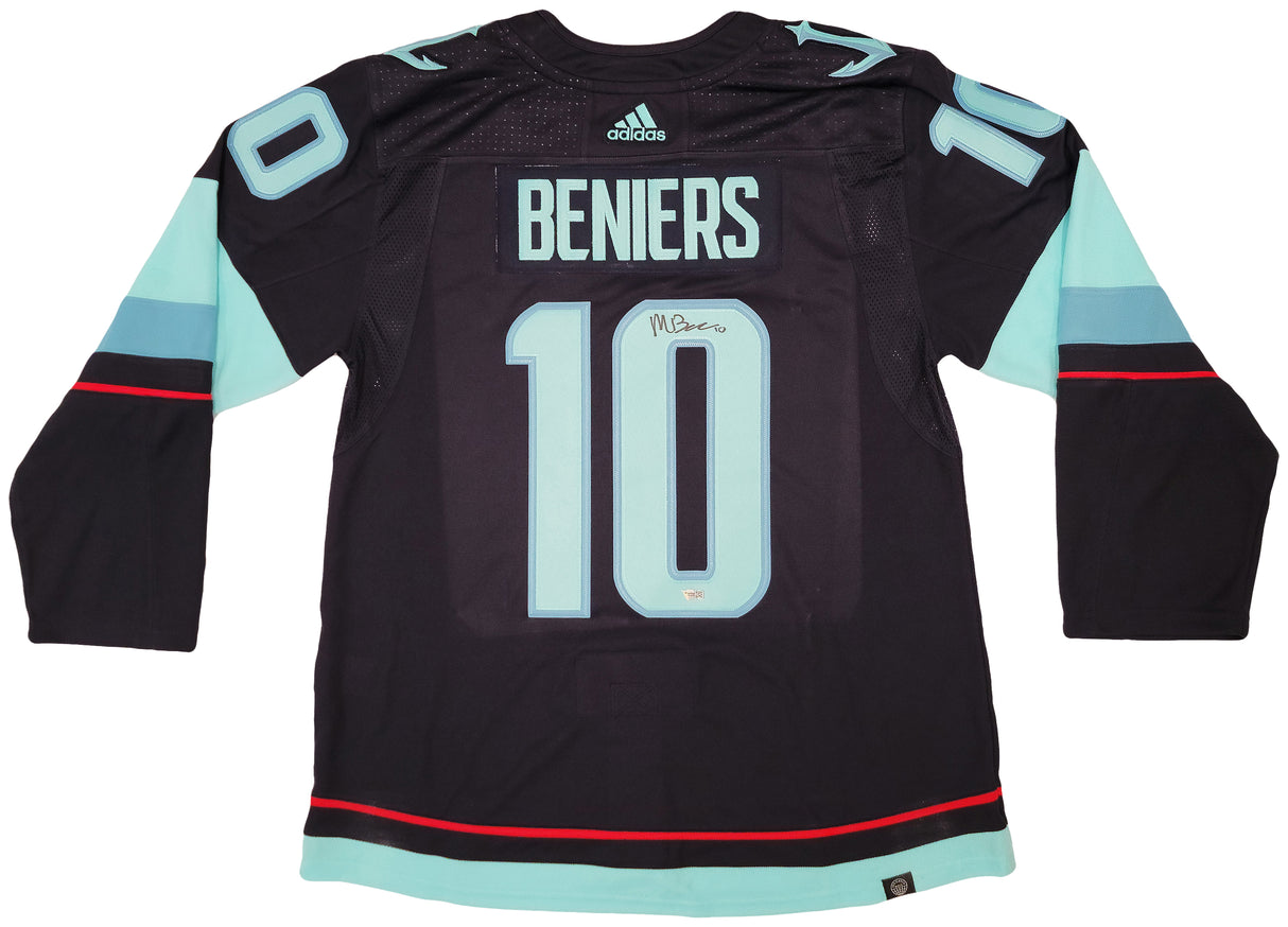 Seattle Kraken Matty Beniers Autographed Blue Adidas Jersey Size 54 With Inaugural Patch Fanatics Holo Stock #206001