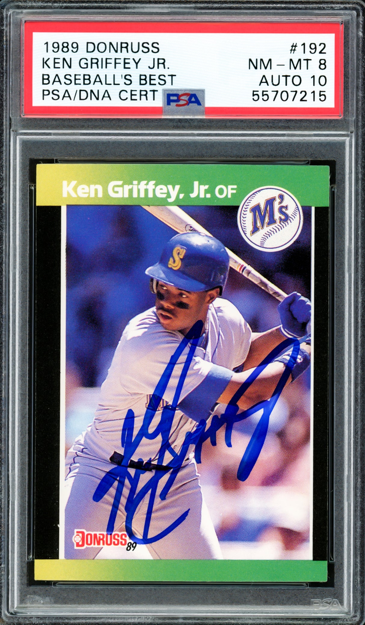 Ken Griffey Jr. Autographed 1989 Donruss Baseball's Best Rookie Card #192 Seattle Mariners PSA 8 Auto Grade Gem Mint 10 PSA/DNA #55707215