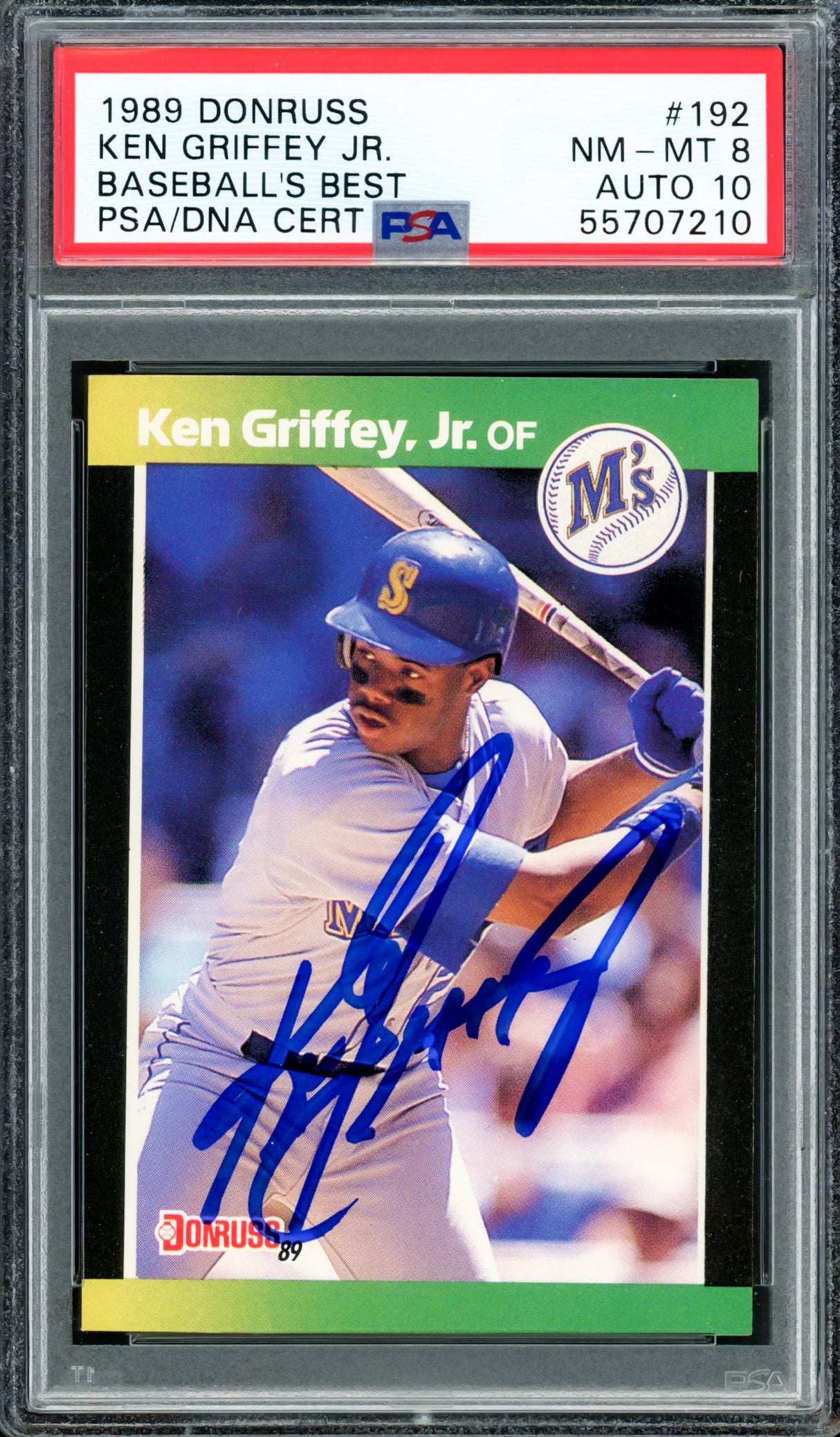 Ken Griffey Jr. Autographed 1989 Donruss Baseball's Best Rookie Card #192 Seattle Mariners PSA 8 Auto Grade Gem Mint 10 PSA/DNA #55707210