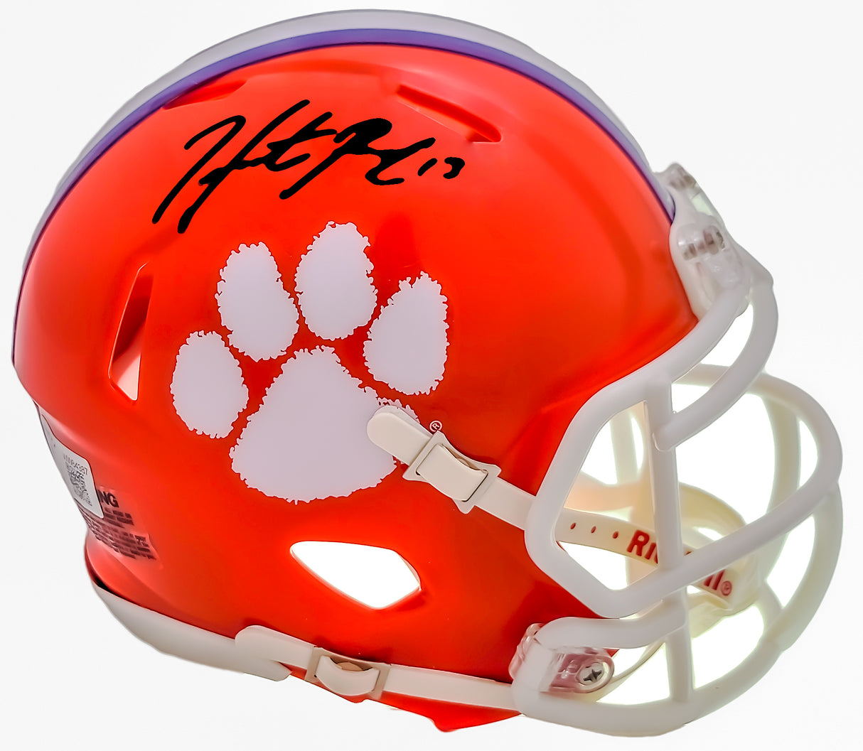 Hunter Renfrow Autographed Clemson Tigers Orange Speed Mini Helmet Beckett BAS QR Stock #205672