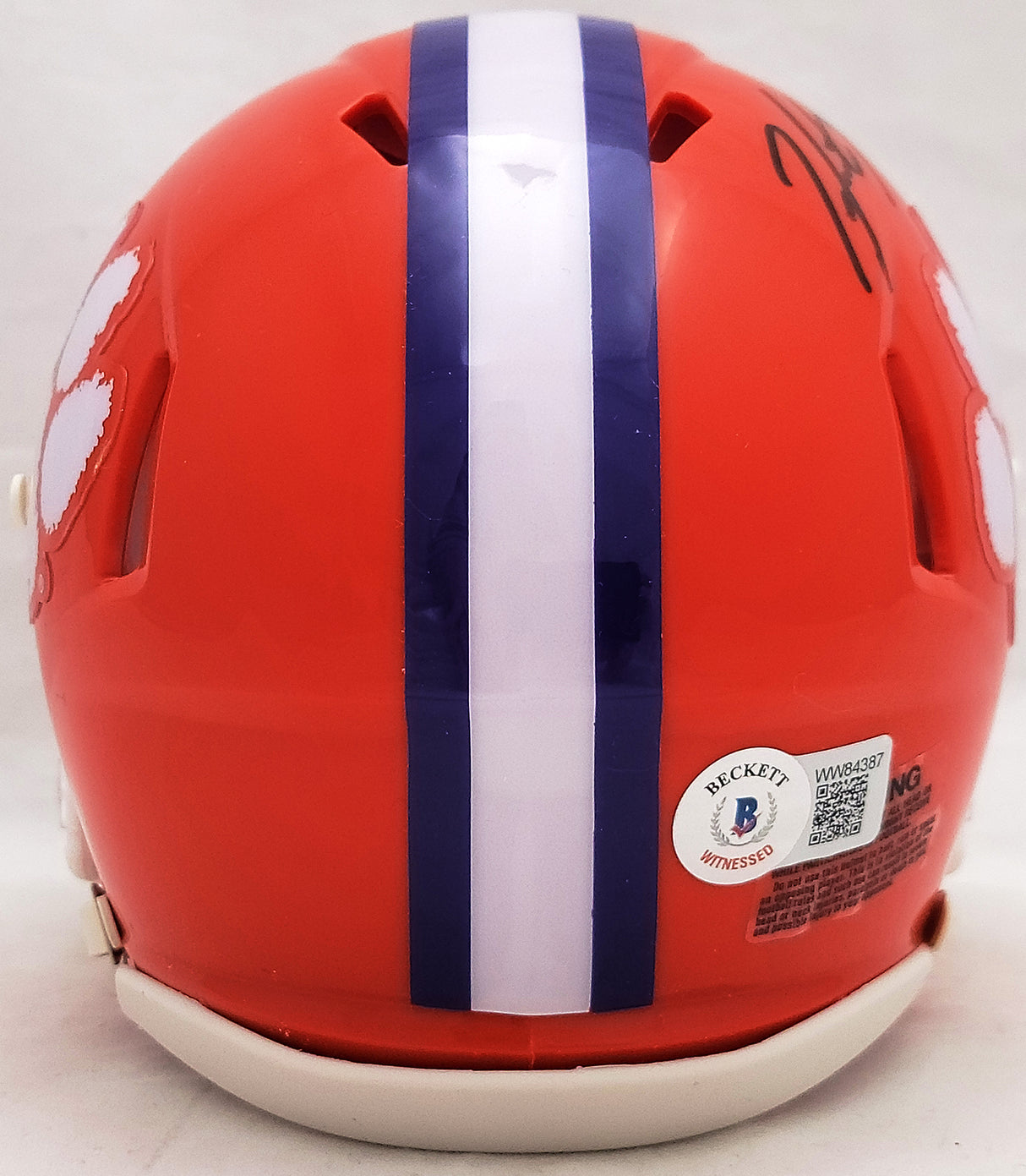 Hunter Renfrow Autographed Clemson Tigers Orange Speed Mini Helmet Beckett BAS QR Stock #205672