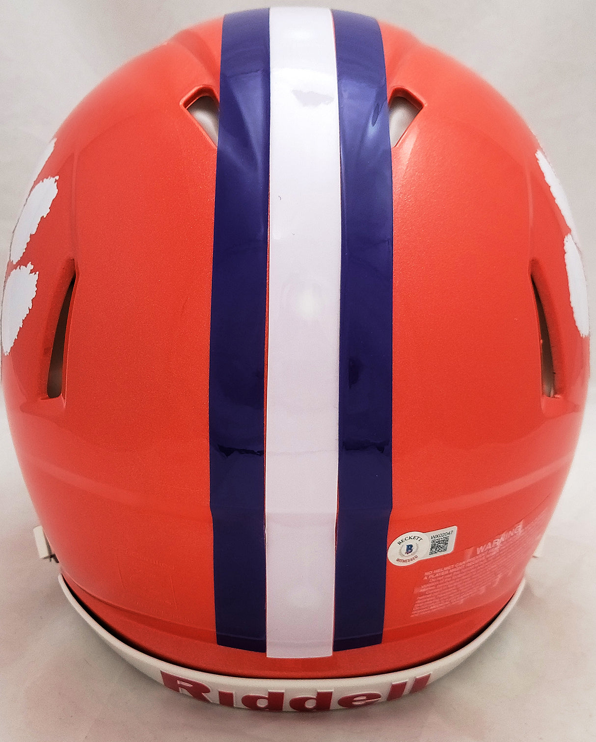 Travis Etienne Autographed Clemson Tigers Orange Full Size Authentic Speed Helmet "2018 Natl Champs!" Beckett BAS QR Stock #205673