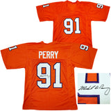 Clemson Tigers Michael Dean Perry Autographed Orange Jersey Beckett BAS QR Stock #205667