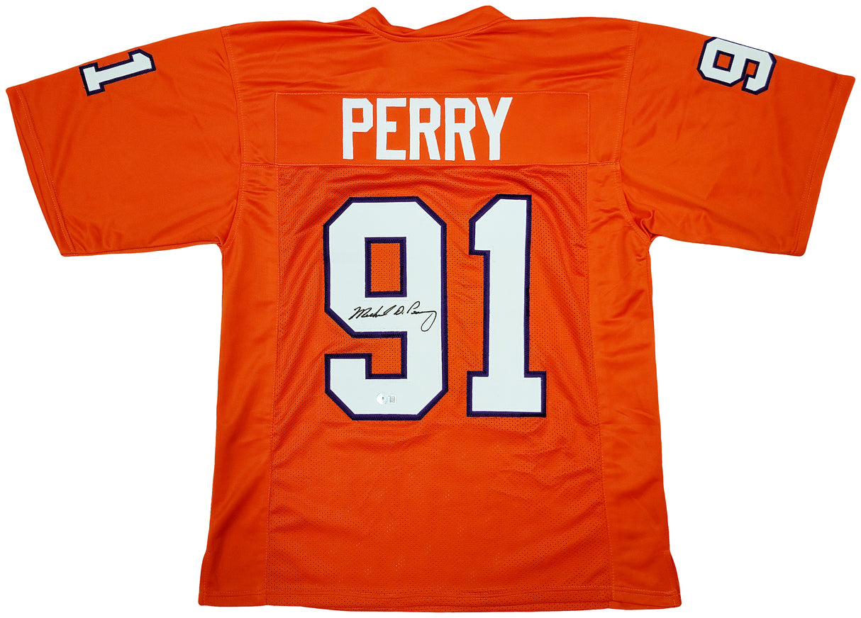 Clemson Tigers Michael Dean Perry Autographed Orange Jersey Beckett BAS QR Stock #205667