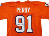 Clemson Tigers Michael Dean Perry Autographed Orange Jersey Beckett BAS QR Stock #205667