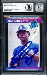 Ken Griffey Jr. Autographed 1989 Donruss Rookie Card #33 Seattle Mariners Auto Grade Gem Mint 10 Beckett BAS Stock #205738