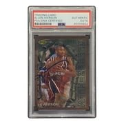 Allen Iverson Signed 1996 Topps Finest #69 76ers Rookie Card PSA/DNA - Sports Integrity