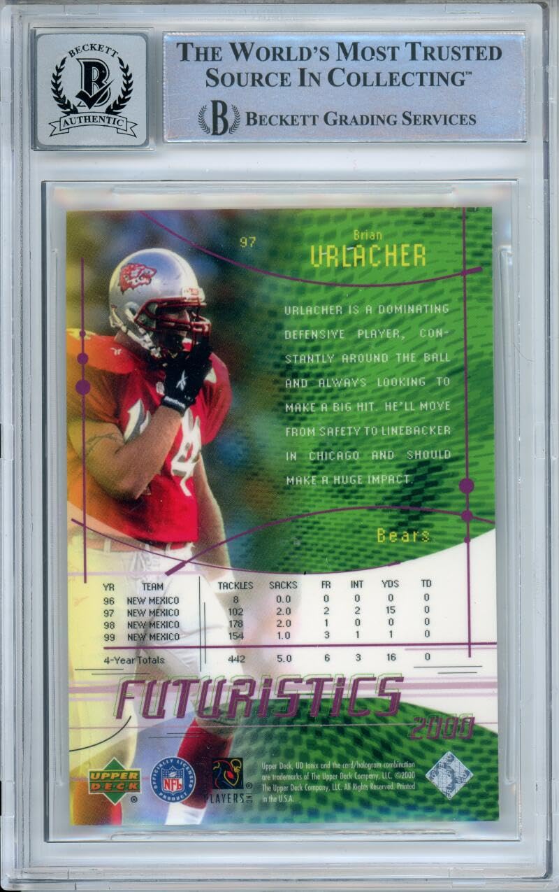 2000 Upper Deck Ionix #97 Brian Urlacher RC /2000 Chicago Bears BAS Auto 10