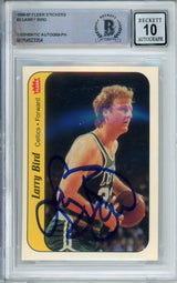 1986-87 Fleer Stickers #2 Larry Bird Boston Celtics BAS Autograph 10