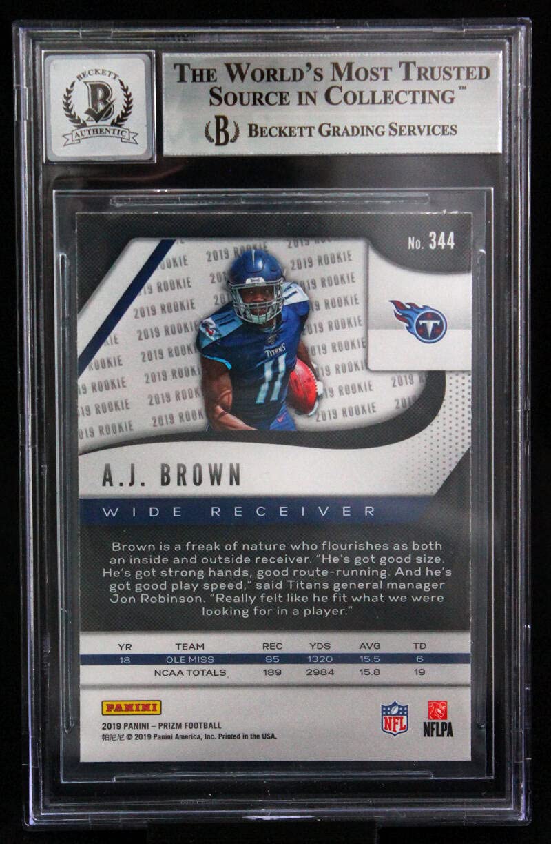 2019 Panini Prizm #344 AJ Brown Tennessee Titans BAS Autograph 10