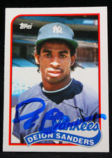 1989 Topps Traded #110T Deion Sanders New York Yankees Autograph Beckett Witness