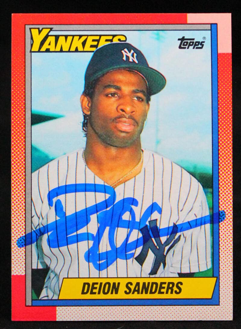 1990 Topps #61 Deion Sanders New York Yankees Autograph Beckett Witness