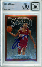 1996-97 Topps Finest Sterling #240 Allen Iverson RC 76ers BAS Autograph 10