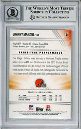 2014 Topps Prime #144A Johnny Manziel RC Cleveland Browns BAS Autograph 10