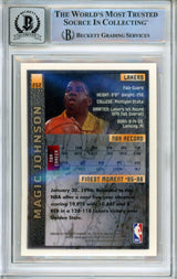 1995-96 Topps Finest #252 Magic Johnson Los Angeles Lakers BAS Autograph 10