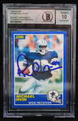 1989 Score #18 Michael Irvin Dallas Cowboys BAS Autograph 10