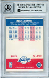 1987-88 Fleer #56 Magic Johnson Los Angeles Lakers BAS Autograph 10