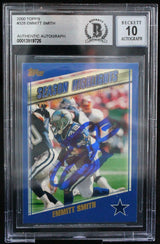 2000 Topps #328 Emmitt Smith Auto Dallas Cowboys BAS Autograph 10