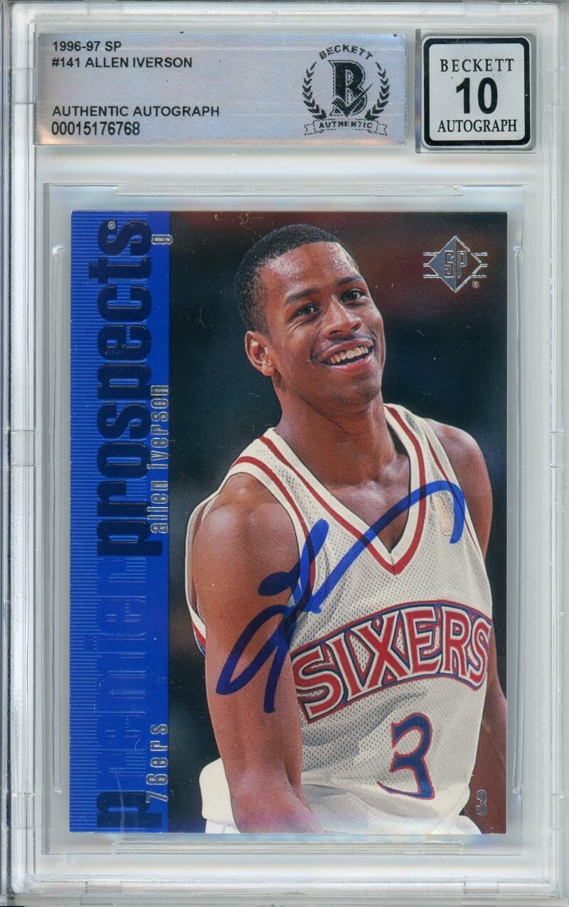 1996-97 Upper Deck SP #141 Allen Iverson RC 76ers BAS Autograph 10