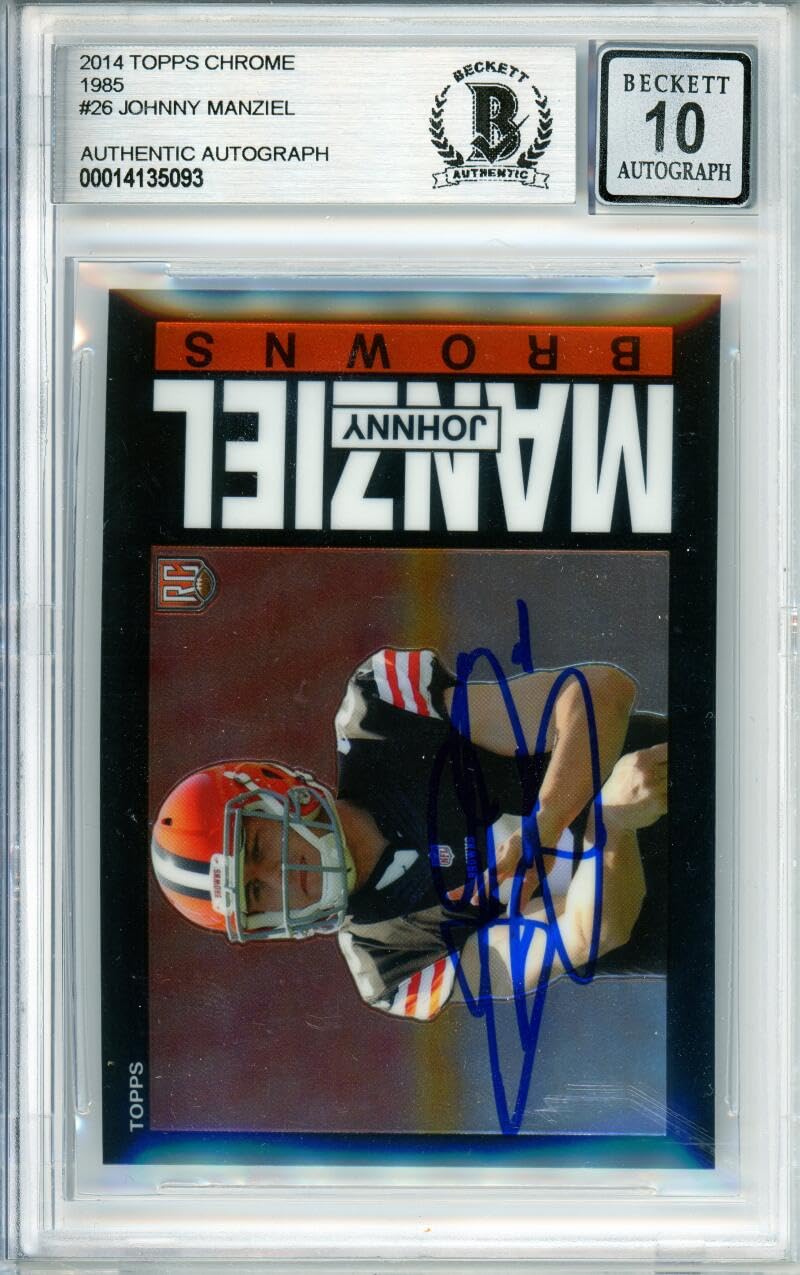 2014 Topps Chrome 1985 #26 Johnny Manziel RC Cleveland Browns BAS Autograph 10