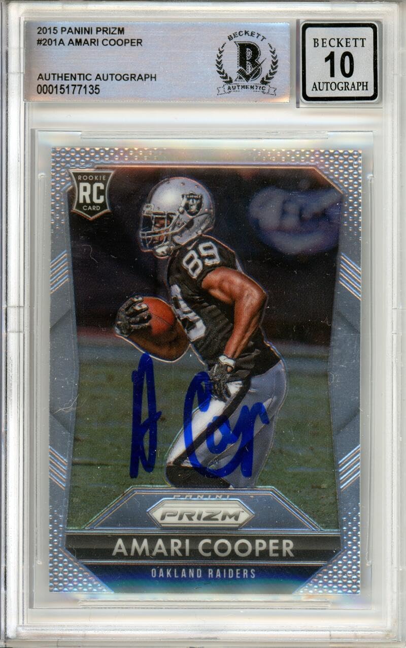 2015 Panini Prizm #201A Amari Cooper RC Raiders BAS Autograph 10