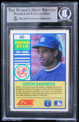 1990 Score #40 Deion Sanders Auto New York Yankees Autograph Beckett Auth