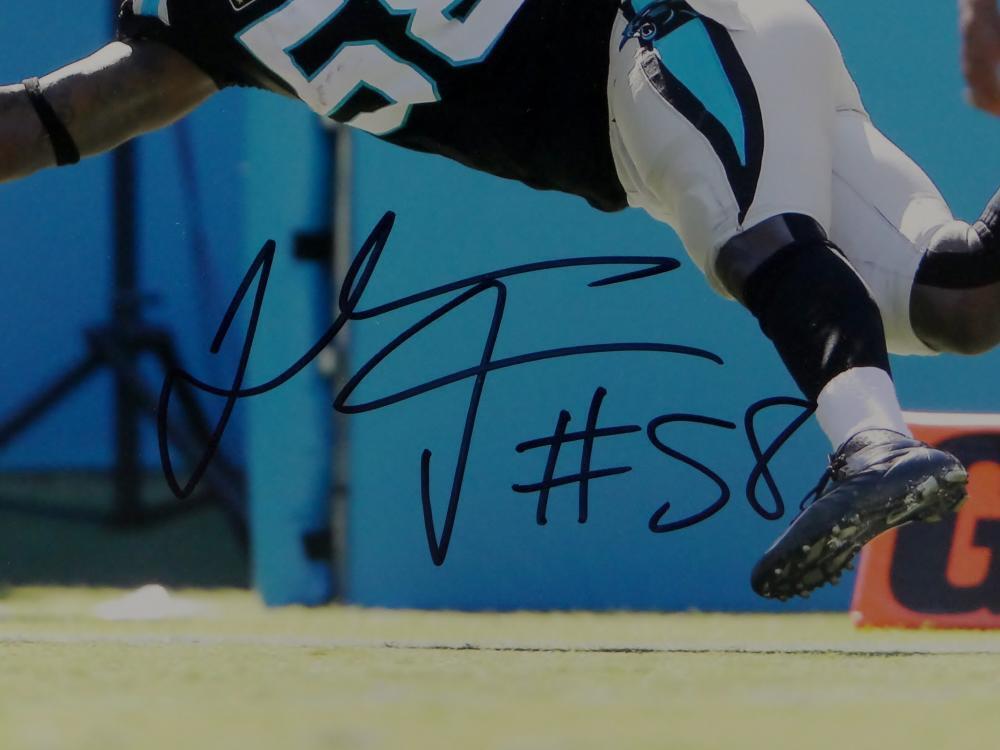 Thomas Davis Autographed Panthers 8x10 TD Diving Catch Photo JSA W Auth *Black