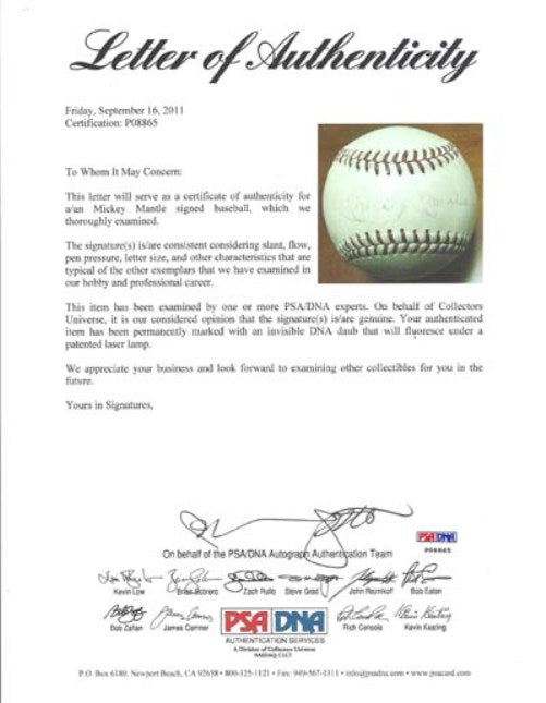 Mickey Mantle Autographed Official AL Cronin Baseball New York Yankees Vintage Playing Days Signature PSA/DNA #P08865